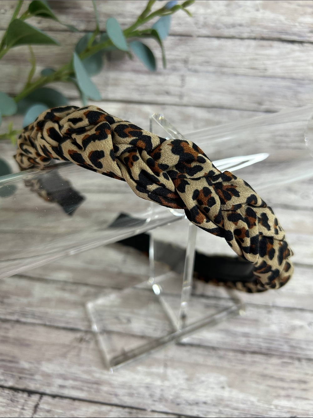 Chic Leopard Cheetah Print Braided Headband NWOT